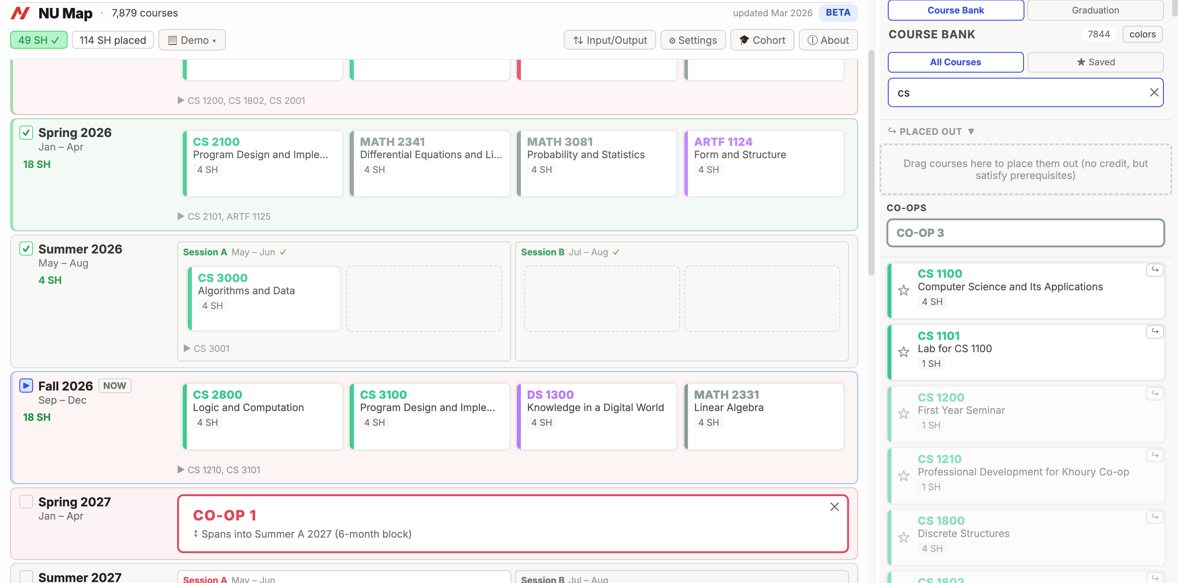 Main planner view